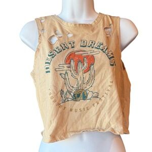 Recycled Threads Desert Dreams USA Tour Cropped‎ Graphic Tank Sz M Festival Tee